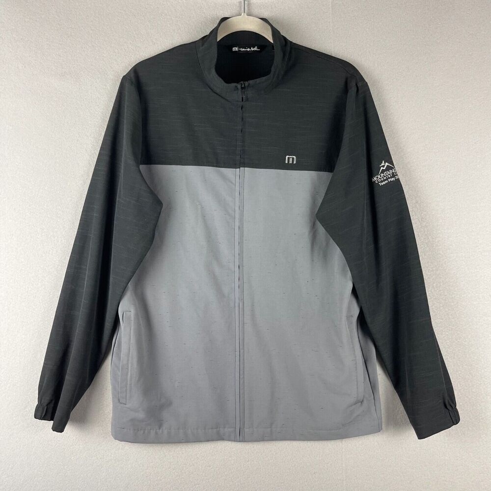 Travis Mathew Gray Gate Change Jacket Mens Medium Full Zip Stretchy Logo